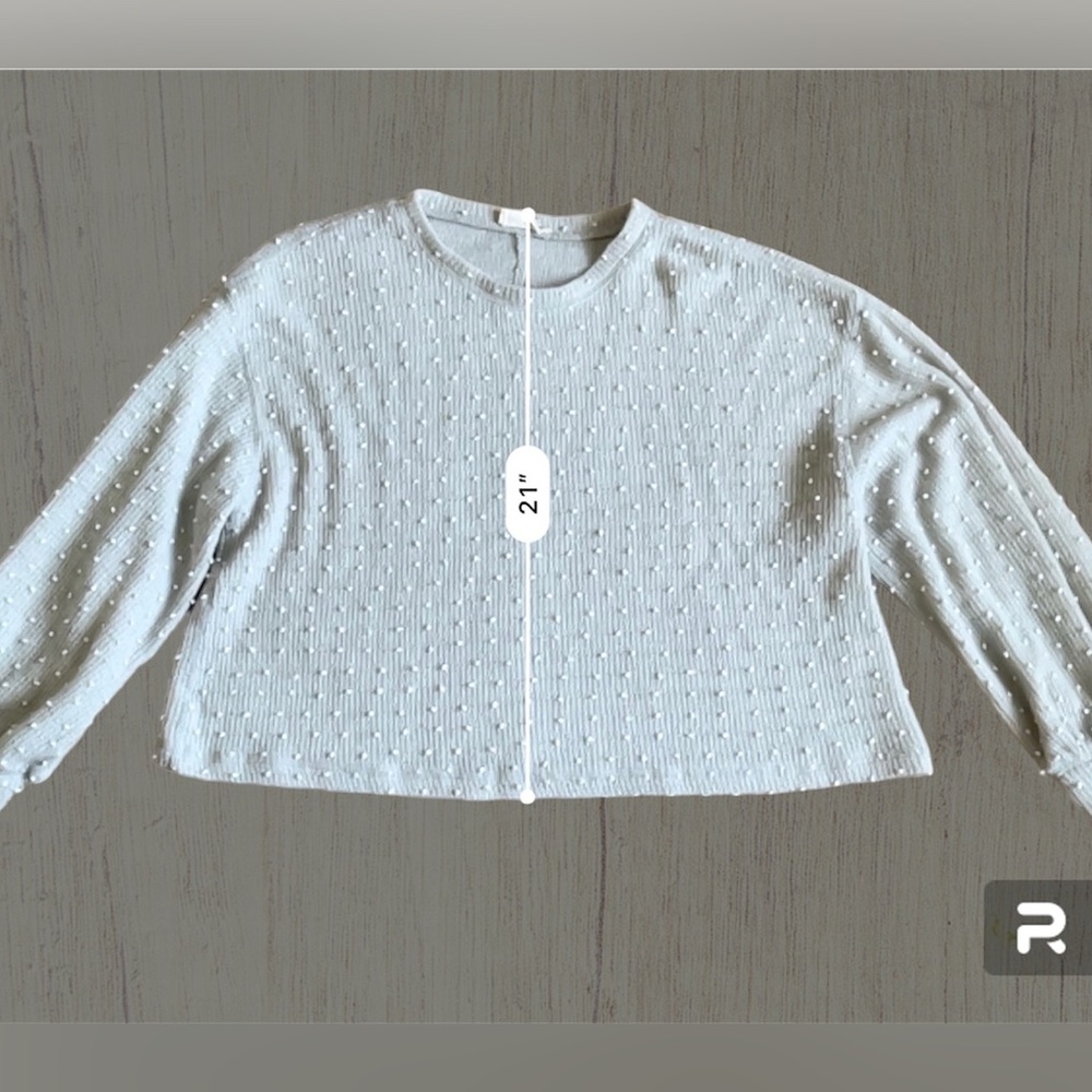 New In Grey Cropped Bubble Sweater Size Large - Picture 3 of 4
